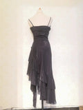Beautiful Mermaid Spaghetti Strap Ice Blue Irregular Skirt Homecoming Dress HZ1022