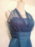 Classic Navy Halter Neck Shimmering Satin Homecoming Dress HZ1022