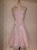 Classic Navy Halter Neck Shimmering Satin Homecoming Dress HZ1022