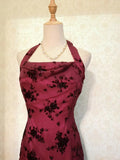 Vintage Chic Halter Neck Beaded Chiffon Prom Dress HZ1022