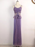 Sparkling Purple Strapless Sequined Chiffon Mermaid Prom Dress HZ1022