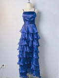 Cute Royal Blue Cake Skirt A-line Long Prom Dress HZ1022