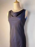 Elegant And Gentle Blue And Black Round Neck Sleeveless Long Prom Dress HZ1022