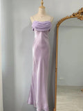 Cute Purple Spaghetti Strap Fit Long Prom Dress HZ1022