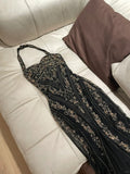 Sexy And Beautiful Black Halter Neck Mermaid Beaded Sequined Long Prom Dress HZ1022