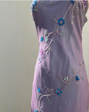 Charming Purple One-shoulder Beaded Slim-fitting Three-dimensional Carved Long Prom Dress HZ1022