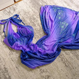 Sparkling Galaxy Chiffon Halter Neck Glitter Purple Prom Dress HZ1022