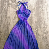 Sparkling Galaxy Chiffon Halter Neck Glitter Purple Prom Dress HZ1022
