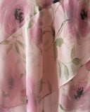 Cute Pink Printed Swing Neck Sleeveless Chiffon Prom Dress HZ1022