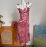 Cute Pink French V-neck Strapless Satin Prom Dress HZ1022