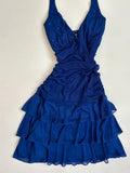 Elegant Royal Blue Halter Neck Chiffon Mini Homecoming Dress HZ1022