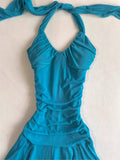 Simple And Elegant Blue Chiffon Waist Homecoming Dress HZ1022