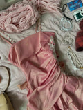 Cute Pink Spaghetti Strap Laser Ruffle Homecoming Dress HZ1022