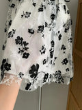 Princess Spaghetti Strap Sweetheart Neck Lace Black Floral A-Line Homecoming Dress HZ1022