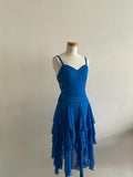 Lovely Royal Blue Chiffon Ruffle Spaghetti Strap Homecoming Dress HZ1022
