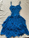 Lovely Royal Blue Chiffon Ruffle Spaghetti Strap Homecoming Dress HZ1022