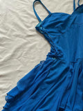 Lovely Royal Blue Chiffon Ruffle Spaghetti Strap Homecoming Dress HZ1022