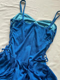 Lovely Royal Blue Chiffon Ruffle Spaghetti Strap Homecoming Dress HZ1022