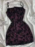 Vintage Purple Black Lace Strap Mini Homecoming Dress HZ1022