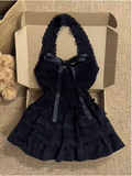 Black Swan Girl Halter Neck High Waist Lace Cake Puff Homecoming Dress HZ1022