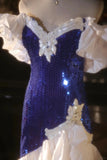 Sparkling One Shoulder Violet Sequin Mermaid Long Prom Dress HZ1022