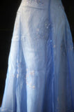 Vintage Gradient Blue Spaghetti Strap Beaded Tulle Long Prom Dress HZ1022