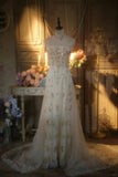 Elegant White Strapless Beaded Lace Trim Shiny Long Prom Dress HZ1022