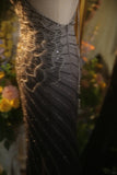 Elegant Gradient Gray Halter Neck Beaded Mermaid Prom Dress HZ1022