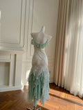 Beautiful Spaghetti Strap Mermaid Beaded Chiffon Prom Dress HZ1022