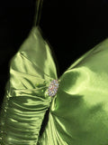 Fresh Green Spaghetti Strap Satin Long Prom Dress HZ1022