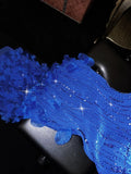 Stunning Sapphire Beaded Spaghetti Strap Mermaid Long Prom Dress HZ1022