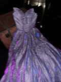 Charming Purple Sweetheart Neck Sleeveless Sparkling Train Prom Dress HZ1022