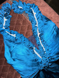 Elegant Blue Satin Halter Neck Beaded Long Prom Dress HZ1022