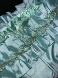 Elegant Mint Green Satin Beaded Strapless Long Prom Dress HZ1022