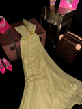 Beautiful Yellow Tulle One Shoulder Flower Diamond Long Prom Dress HZ1022