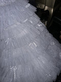 Sparkling Galaxy Silver Beaded Bow Tulle Princess Prom Dress HZ1022
