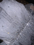 Sparkling Galaxy Silver Beaded Bow Tulle Princess Prom Dress HZ1022