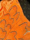 Sexy Orange Sweetheart Neck Mermaid Beaded Sequin Long Prom Dress HZ1022