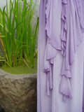 Flowing Chiffon Backless Purple Halter Neck Ruffled Long Prom Dress HZ1022
