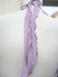 Flowing Chiffon Backless Purple Halter Neck Ruffled Long Prom Dress HZ1022