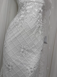 Pretty Mermaid White Embroidered Strapless Mermaid Prom Dress HZ1022