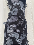 Soft Printed Lace One Shoulder Ruffle Slit Prom Dress HZ1022