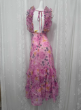 French Tea Break Floral Backless V-Neck Prom Dress HZ1022