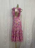 French Tea Break Floral Backless V-Neck Prom Dress HZ1022