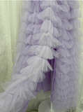 Elegant Purple One Shoulder Sequined Layered Tulle Long Prom Dress HZ1022
