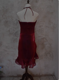 Beautiful Halterneck Off-shoulder Sleeveless Irregular Birthday Party Homecoming Dress HZ1022