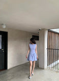 Elegant Lilac Round Neck Sleeveless High Elastic A-Line Mini Birthday Party Homecoming Dress HZ1022