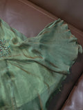 Elegant Green Spaghetti Strap Beaded Chiffon Mermaid Prom Dress HZ1022