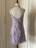 Elegant V-neck Purple Sequin Spaghetti Strap Mini Homecoming Dress HZ1022