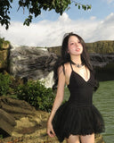 Sexy Black Spaghetti Strap V Neck Puff Mini 20th Birthday Homecoming Dress HZ1022